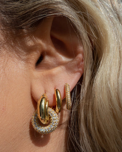 Pave Interlock Hoops Gold Luv Aj