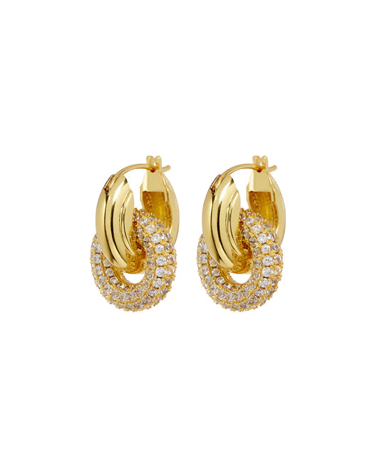Pave Interlock Hoops Gold Luv Aj